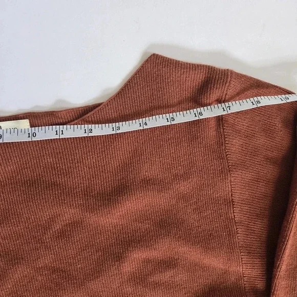 Peach Love terracotta orange sweater dress puff long sleeve knit sz M - Picture 7 of 10